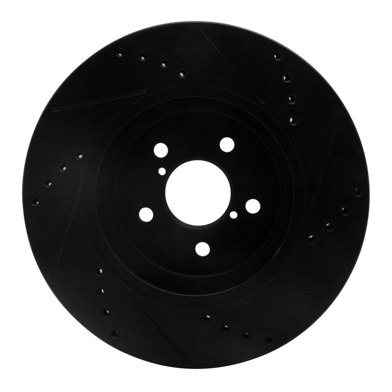 Subaru Crosstrek Brake Rotor (1) - Front Left - R1 Concepts - Drilled & Slotted - Black - `17-`23